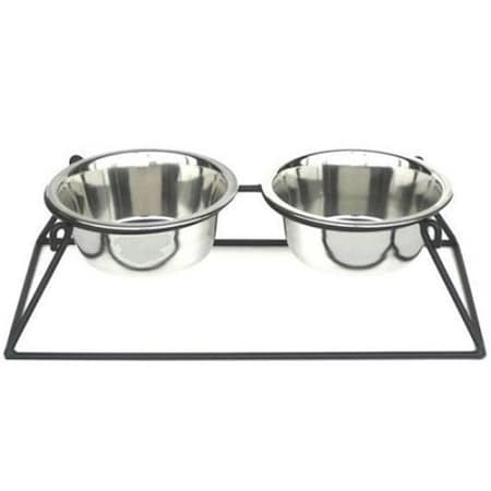 Pets Stop RDB2-L Pyramid Elevated Double Dog Feeder - Large